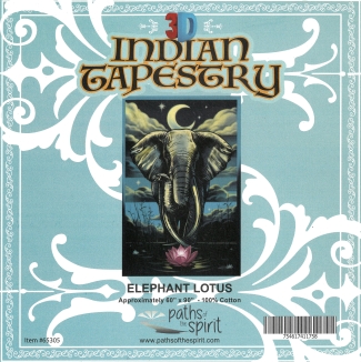 Elephant Lotus 3-D Indian Tapestry